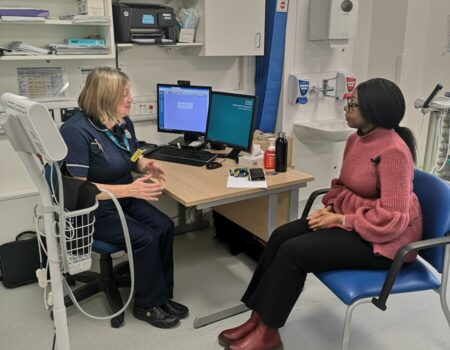 Patient speaking to member of staff