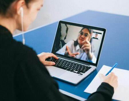 Person speaking on a virtual call