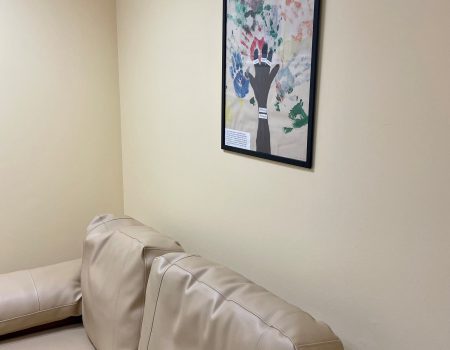 Sofa and photo frame in room