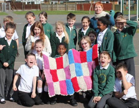 school pupils with an arts project