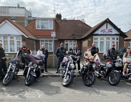 Bikers presenting Easter gifts