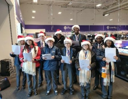 Children wearing Santa hats