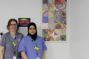 Imaging staff with their competed artwork from the workshop