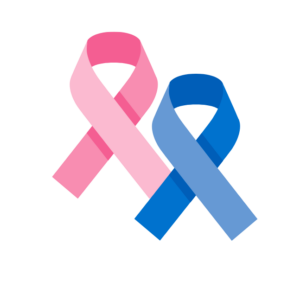 Pink awareness ribbon and blue awareness ribbon