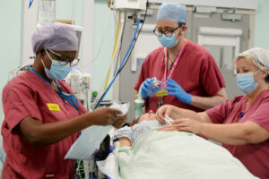 Theatres staff practicing operating