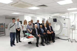 Staff and visitors at the opening of the CT scanner