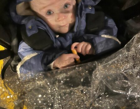 A baby in a push chair