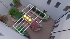 Courtyard garden render image from above