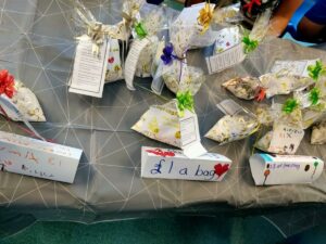 Handmade bags of cookie mix