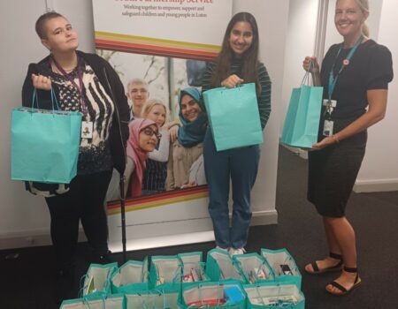 Sabine and the Youth Council with gift bags