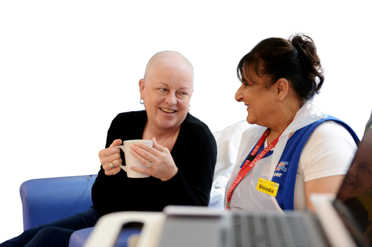 Volunteer and patient in primrose