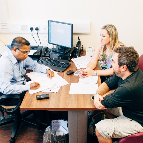 Consultant meeting with patients