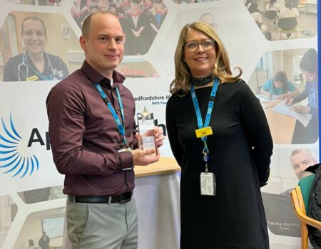 Liz Lees, Chief Nurse, presenting award at Apprenticeship event