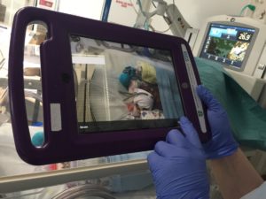 Close up of NICU nurse using vCreate