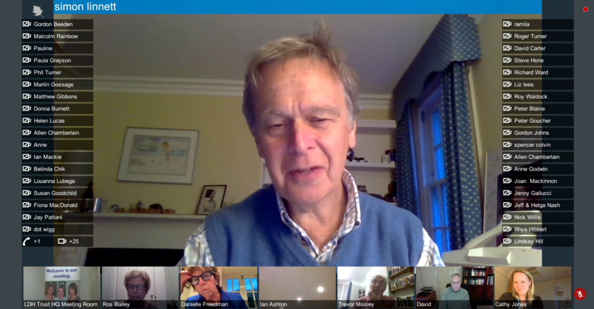 Simon Linnett, Chair, at the virtual AMM