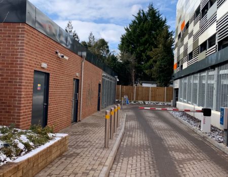 Entrance to L&D car park with cycle hub