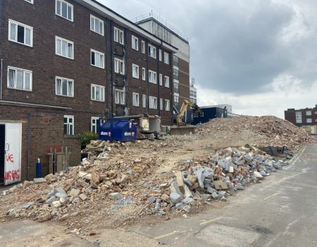 Pile of debris from demolition