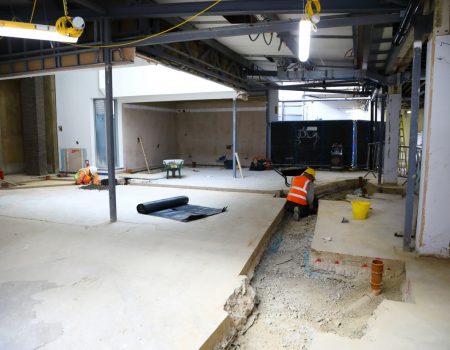 Inside progress picture of former main entrance
