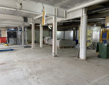 Former drop off and main entrance area under construction