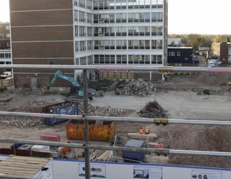 demolition site near complete with machinery on-site