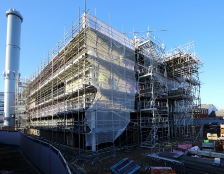 External photo of progress on L&D energy centre