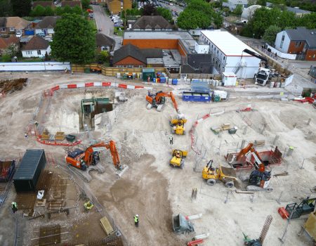 Aerial shot of redevelopment site