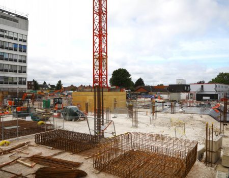 Redevelopment site with crane