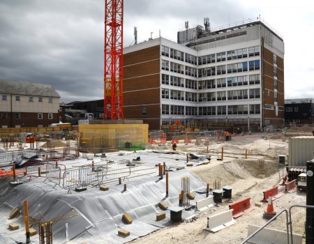 Redevelopment site with crane in background