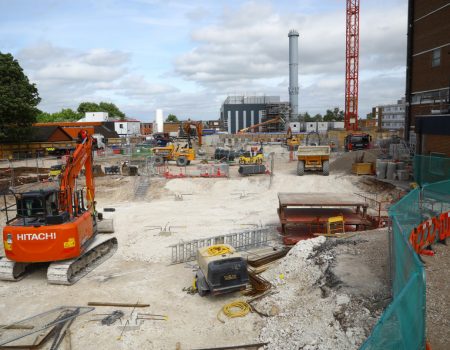 Photo of redevelopment site with crane