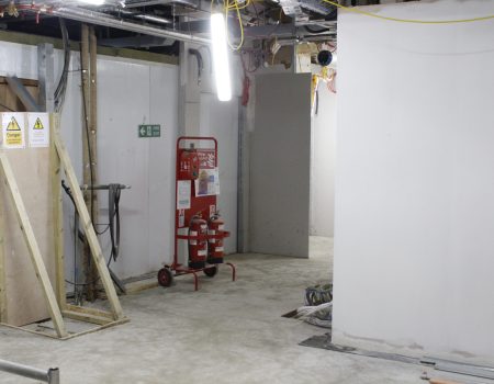 Interior of Emergency Department upgrades wall with fire points and exit