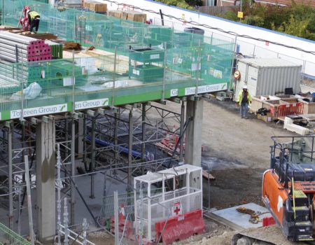 View of New Ward Block from Acute Services Block at currently two storeys high