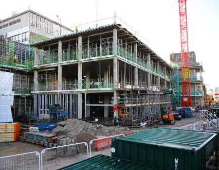 Acute services and new ward block - exterior construction site redevelopment December 2022
