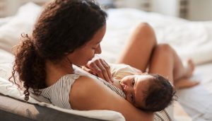 Baby is being breast fed