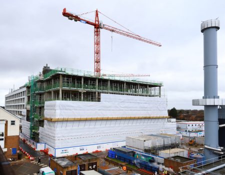 Redevelopment Acute Services and New Ward Block crane - Feb 2023