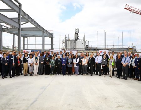 All BedsFT and Kier staff in a group photo on the top floor