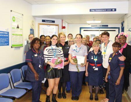 Maternity team celebrating Sophie and Annie