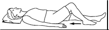 Knee / hip flexion exercise showing a person lying on their back sliding their foot towards their body