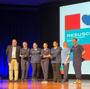 The resuscitation team receiving their award