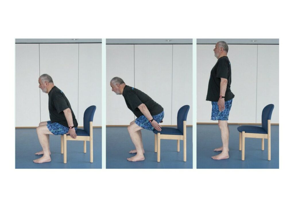 Sit to stand exercises step by step visual aid