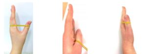 Elastic band thumb strengthening exercise