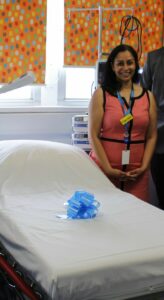 Seema Sukhani in the newly opened Critical Care Room
