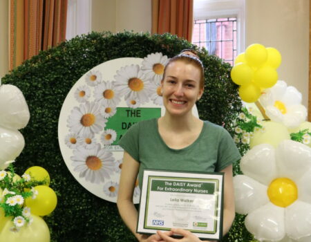 Leila Walker with her DAISY certificate