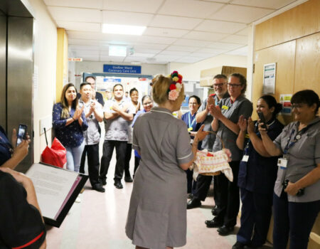 Fleur being applauded by her colleagues