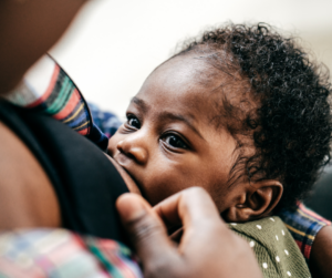 Baby being breastfed