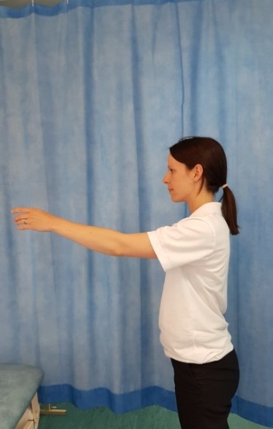 Arm raised forward at right angle to body